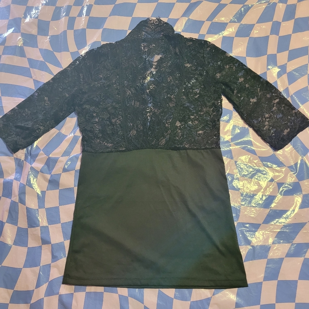Womens Size M Whimsigoth Black Lace Babydoll Top EUC